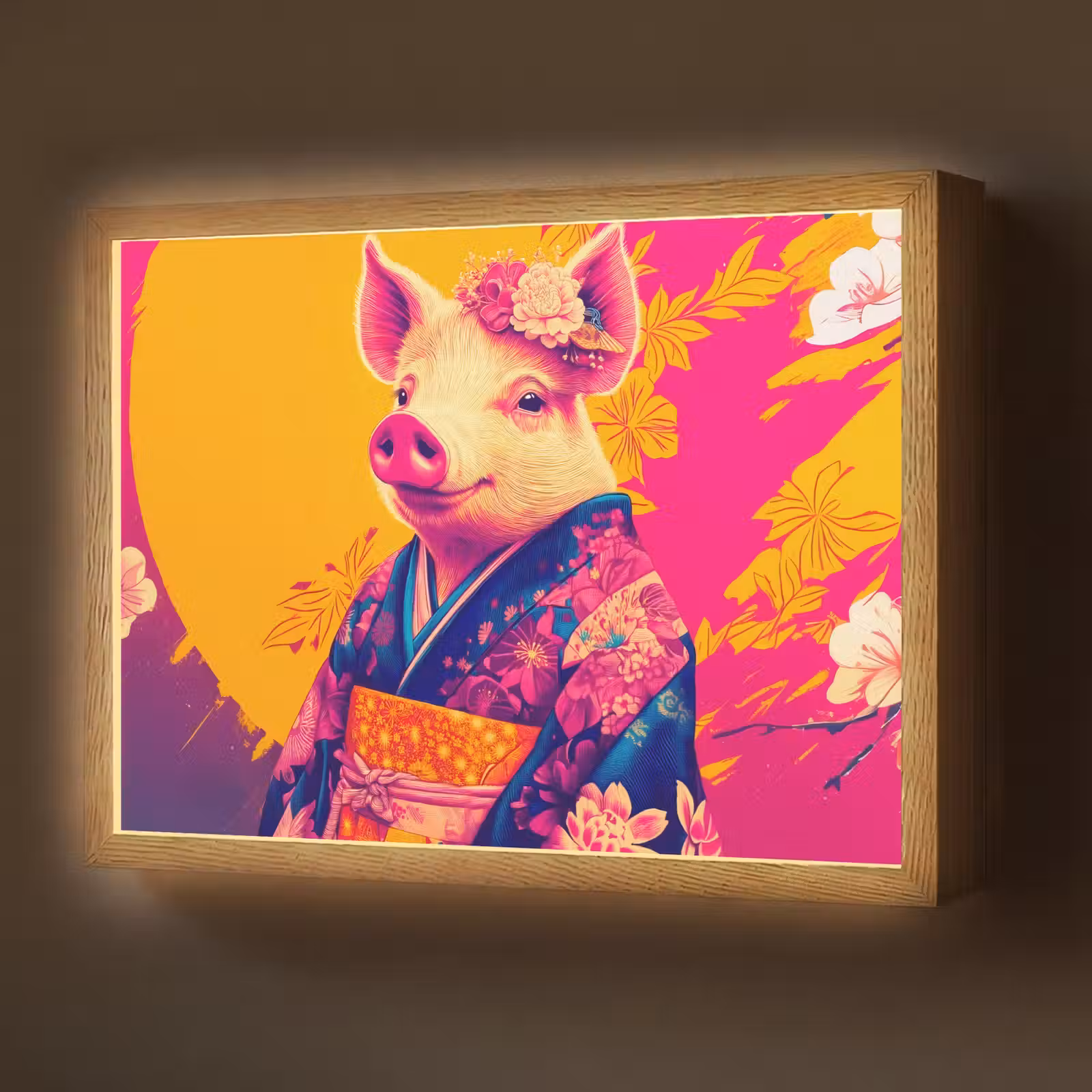 Lightbox - Wandlamp - Varken - Bloemkroon - Kimono - Abstract — 1