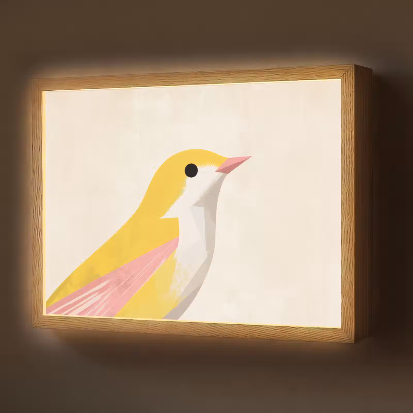 Lightbox - Wandlamp - Vogel - Minimalistisch - Geel — 1