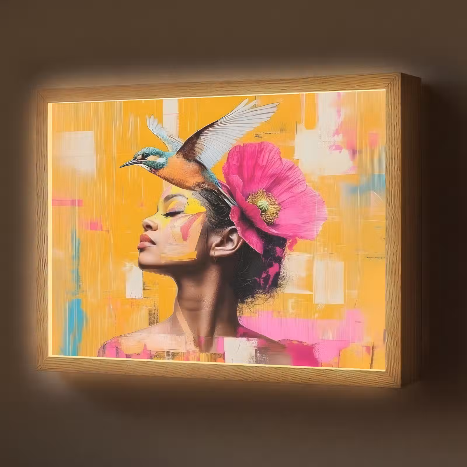 Lightbox - Wandlamp - Vogel - Vrouw - Abstract - Bloem — 1