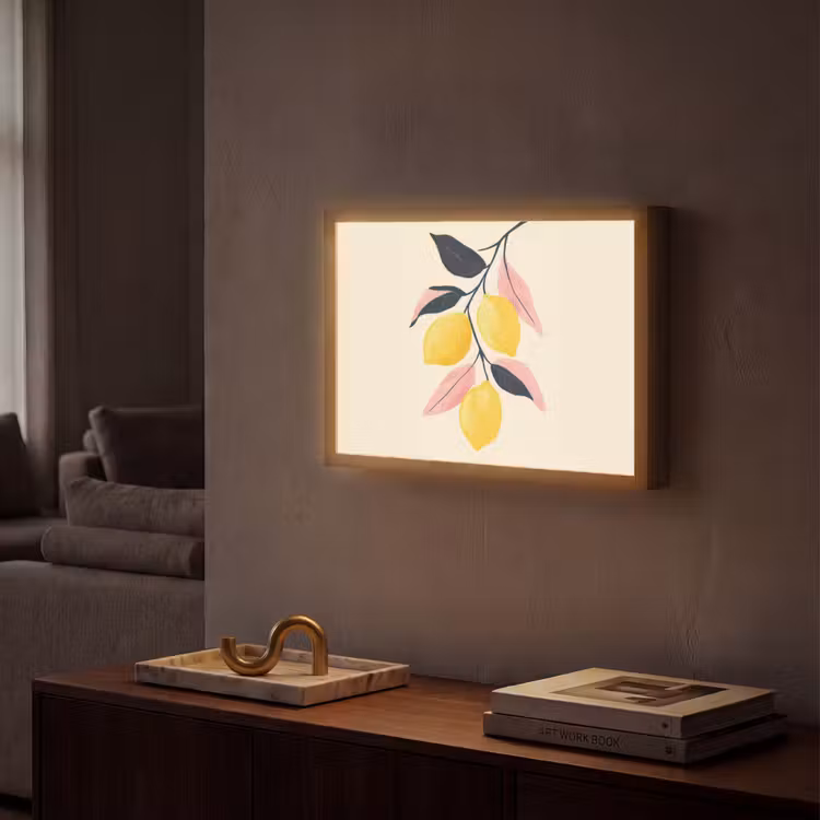 Lightbox - Wandlamp - Citroenen - Felgeel - Tak - Bladeren — 2