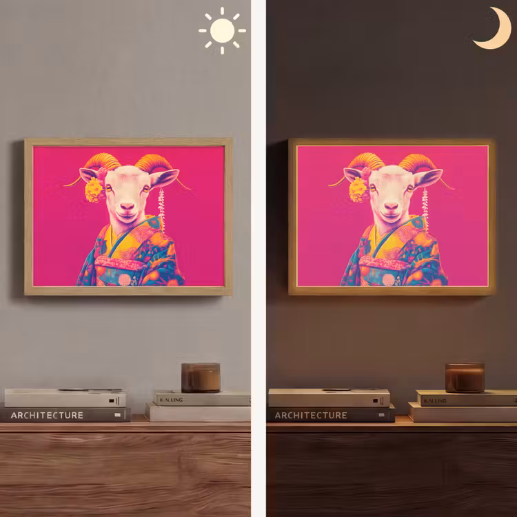 Lightbox - Wandlamp - Geit - Hoorns - Kimono - Kleurrijk — 6