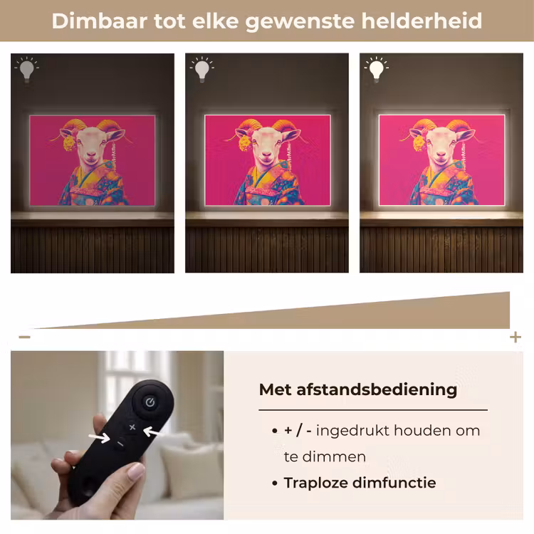 Lightbox - Wandlamp - Geit - Hoorns - Kimono - Kleurrijk — 9