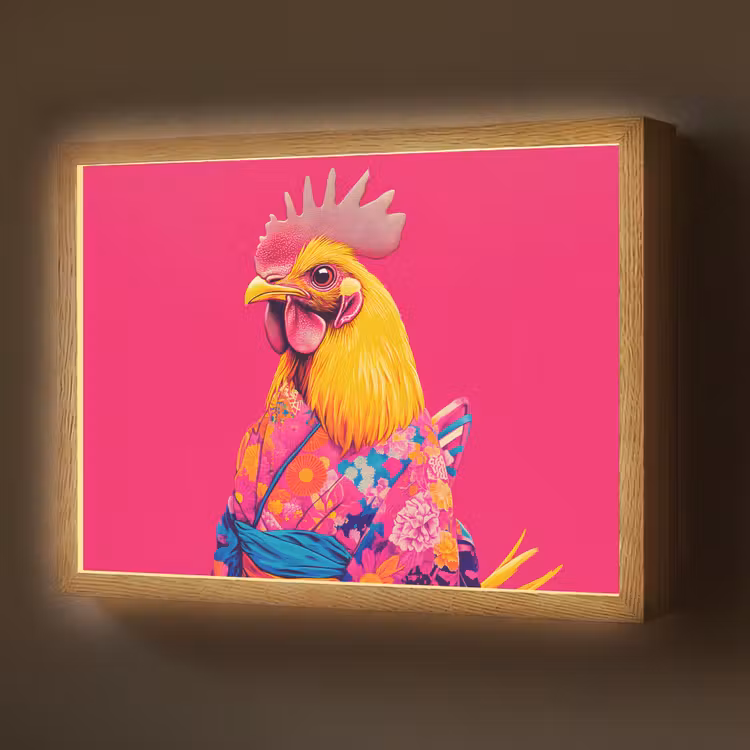 Lightbox - Wandlamp - Haan - Kleurrijk - Kimono - Roze — 1