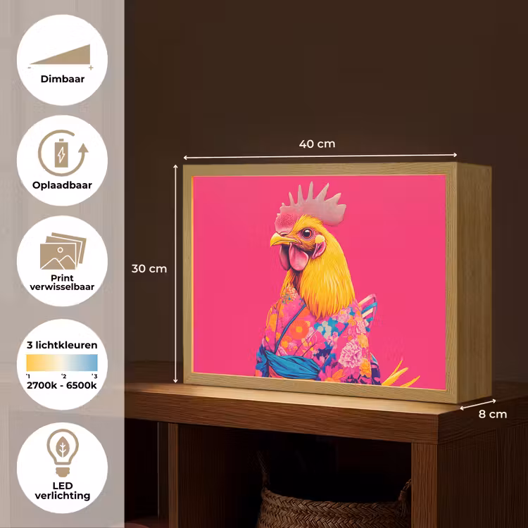 Lightbox - Wandlamp - Haan - Kleurrijk - Kimono - Roze — 10