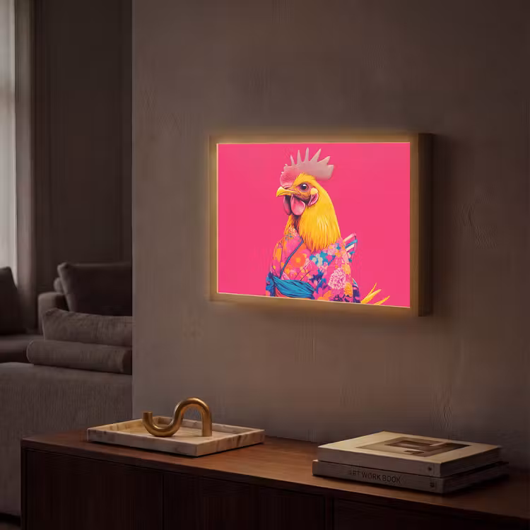 Lightbox - Wandlamp - Haan - Kleurrijk - Kimono - Roze — 2