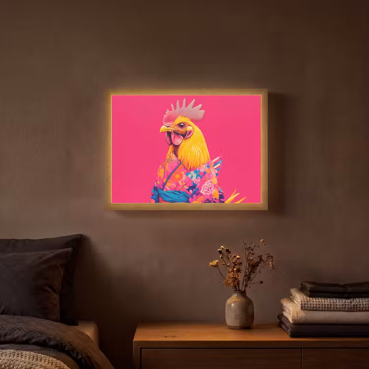 Lightbox - Wandlamp - Haan - Kleurrijk - Kimono - Roze — 3