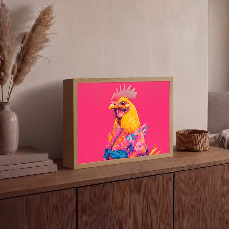 Lightbox - Wandlamp - Haan - Kleurrijk - Kimono - Roze — 4