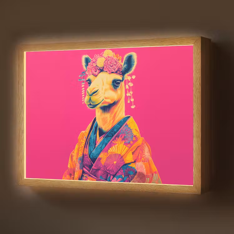 Lightbox - Wandlamp - Kameel - Bloemen - Kimono - Waaiers — 1