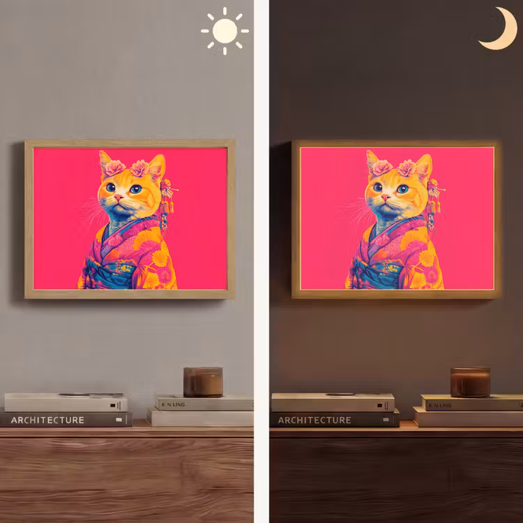 Lightbox - Wandlamp - Kat - Kimono - Bloemen - Roze — 6