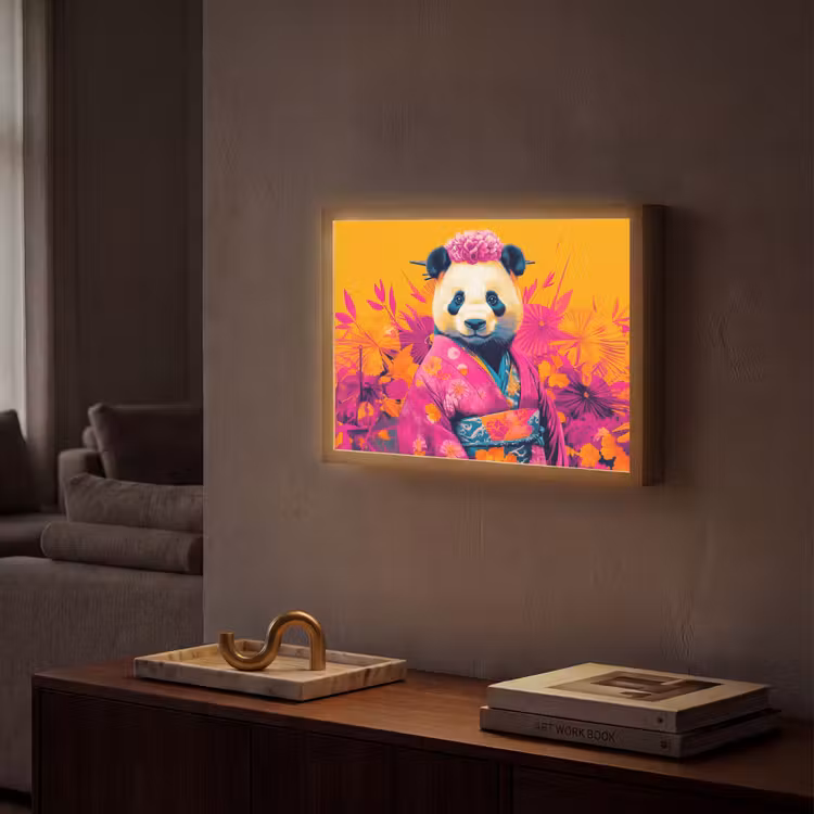 Lightbox - Wandlamp - Kimono - Roze - Panda - Bloemenkroon — 2