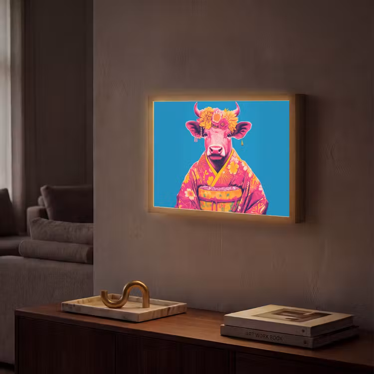 Lightbox - Wandlamp - Koe - Bloemenkrans - Oorhangers - Kimono — 2