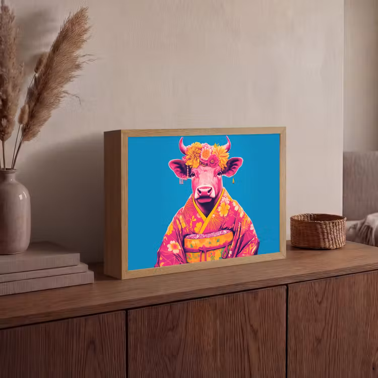 Lightbox - Wandlamp - Koe - Bloemenkrans - Oorhangers - Kimono — 4