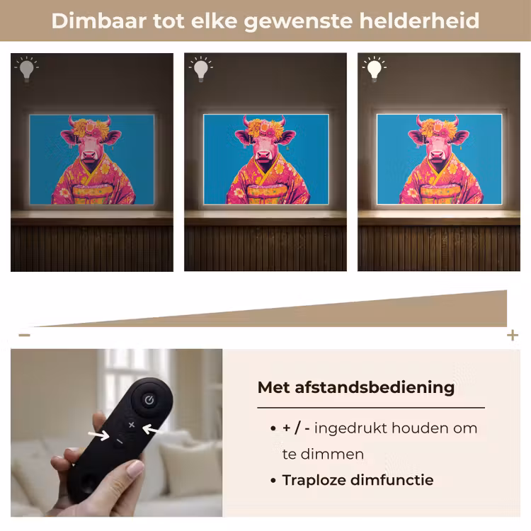 Lightbox - Wandlamp - Koe - Bloemenkrans - Oorhangers - Kimono — 9
