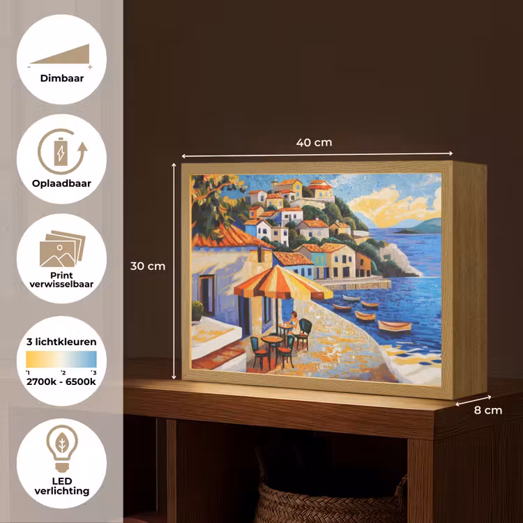 Lightbox - Wandlamp - Kustdorp - Huisjes - Mozaïek - Zee — 10