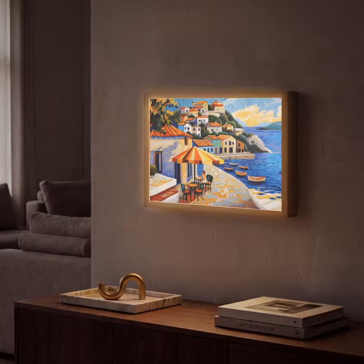Lightbox - Wandlamp - Kustdorp - Huisjes - Mozaïek - Zee — 2