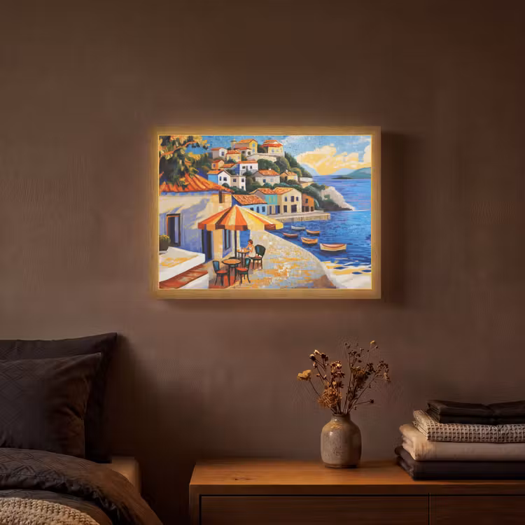 Lightbox - Wandlamp - Kustdorp - Huisjes - Mozaïek - Zee — 3
