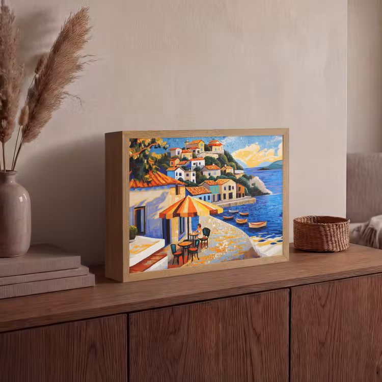 Lightbox - Wandlamp - Kustdorp - Huisjes - Mozaïek - Zee — 4