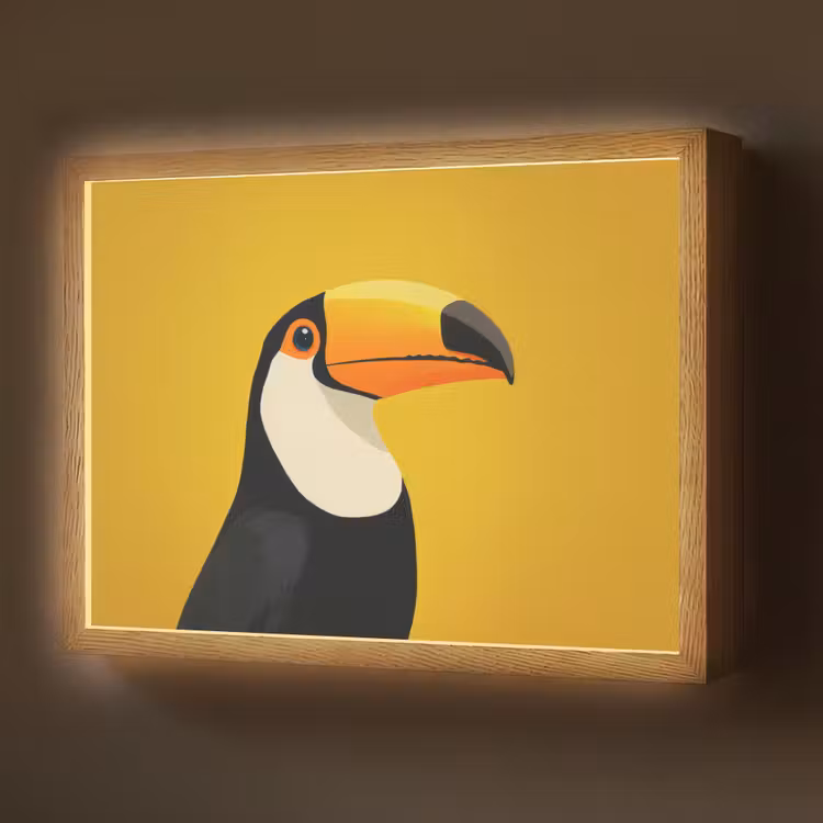 Lightbox - Wandlamp - Toekan - Minimalistisch - Snavel - Oranje — 1