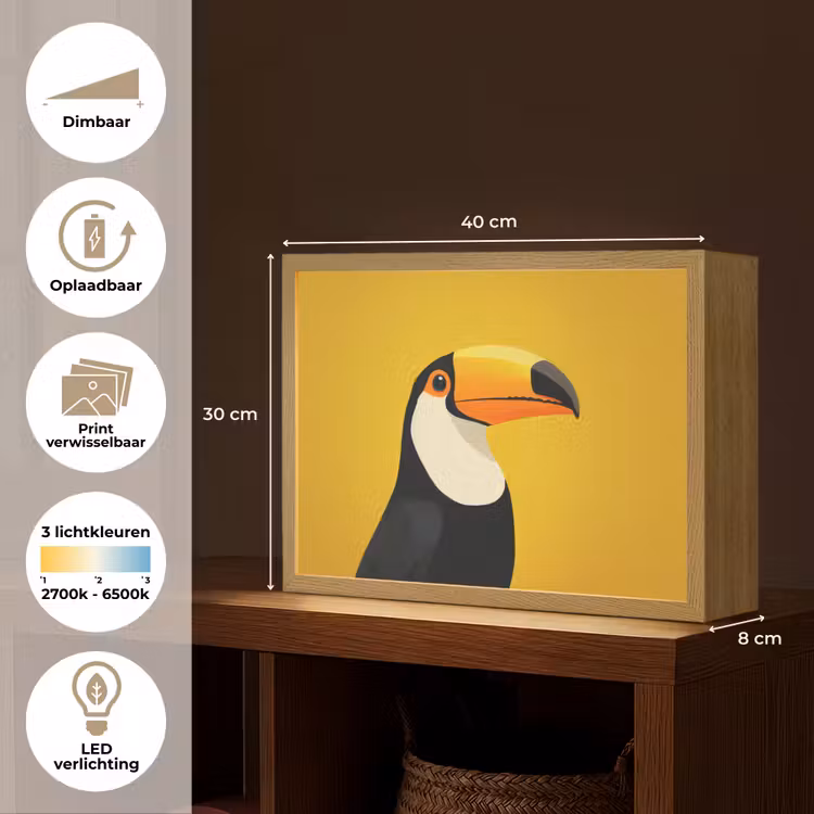 Lightbox - Wandlamp - Toekan - Minimalistisch - Snavel - Oranje — 10