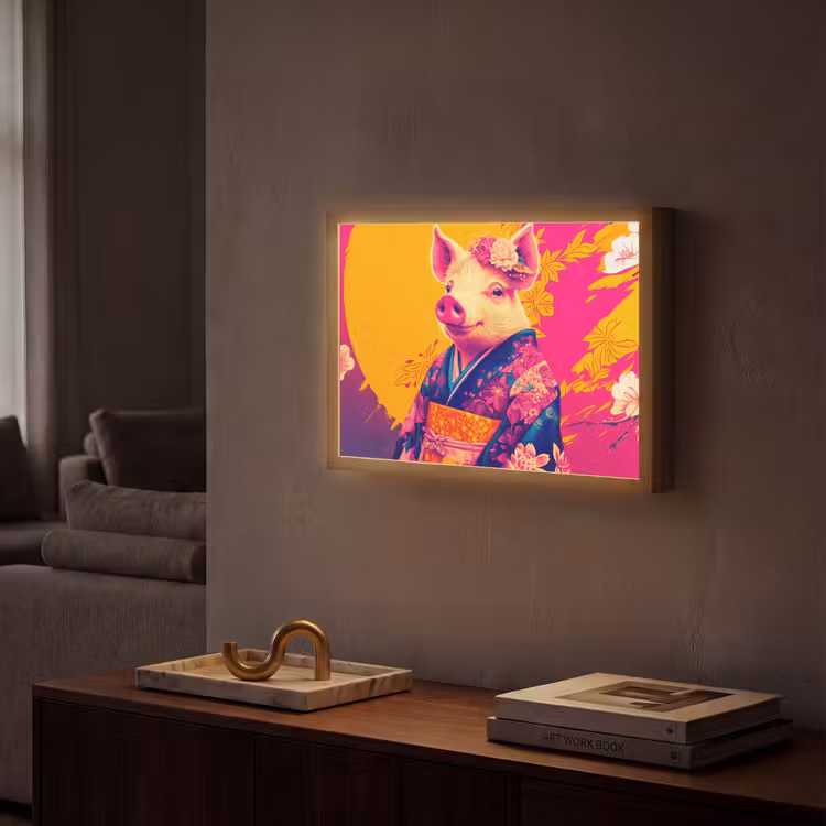 Lightbox - Wandlamp - Varken - Bloemkroon - Kimono - Abstract — 2