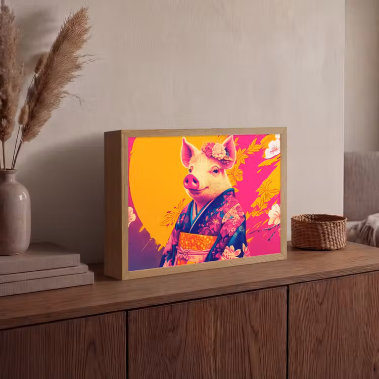 Lightbox - Wandlamp - Varken - Bloemkroon - Kimono - Abstract — 4