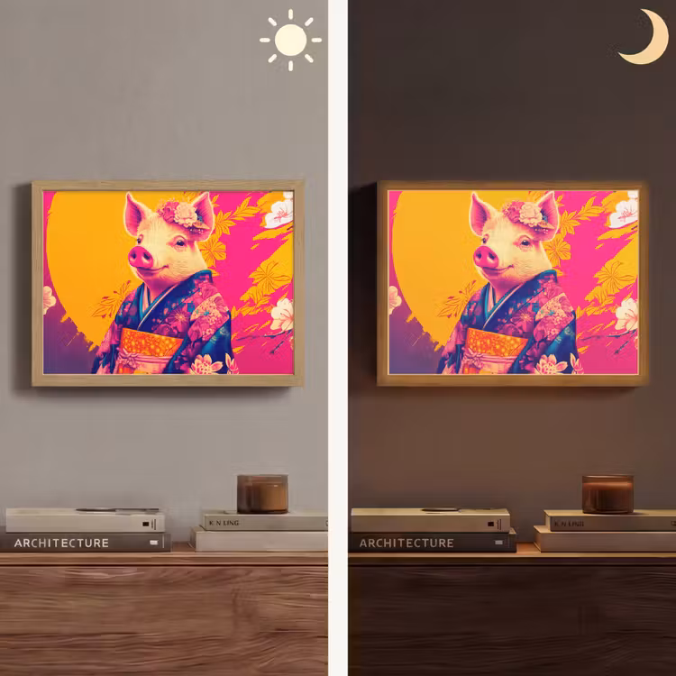 Lightbox - Wandlamp - Varken - Bloemkroon - Kimono - Abstract — 6