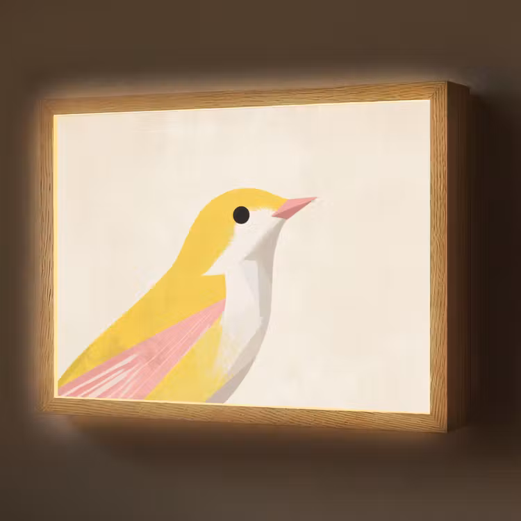Lightbox - Wandlamp - Vogel - Minimalistisch - Geel — 1