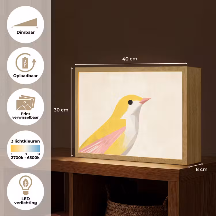 Lightbox - Wandlamp - Vogel - Minimalistisch - Geel — 10