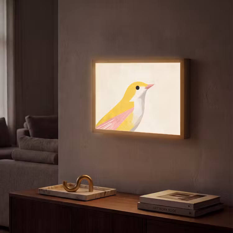 Lightbox - Wandlamp - Vogel - Minimalistisch - Geel — 2
