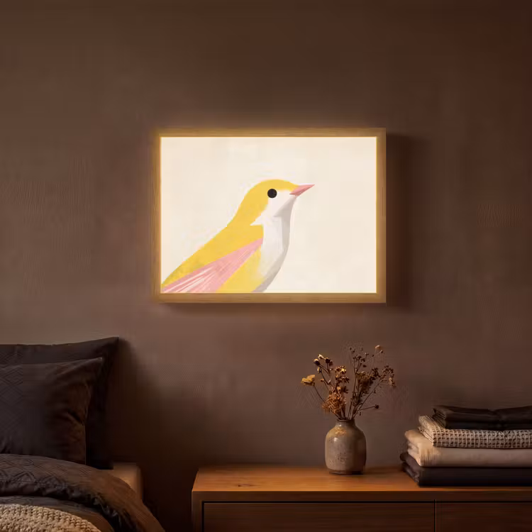 Lightbox - Wandlamp - Vogel - Minimalistisch - Geel — 3