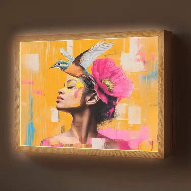 Lightbox - Wandlamp - Vogel - Vrouw - Abstract - Bloem — 1