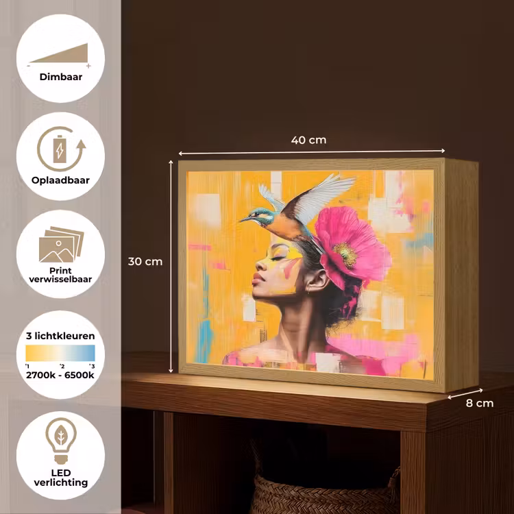 Lightbox - Wandlamp - Vogel - Vrouw - Abstract - Bloem — 10