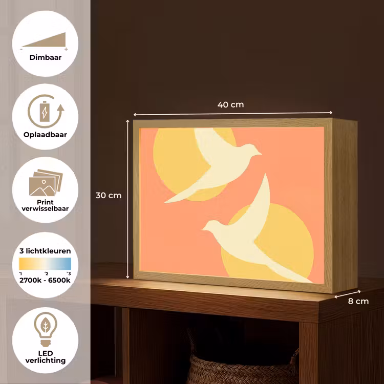 Lightbox - Wandlamp - Vogels - Cirkels - Geel — 10