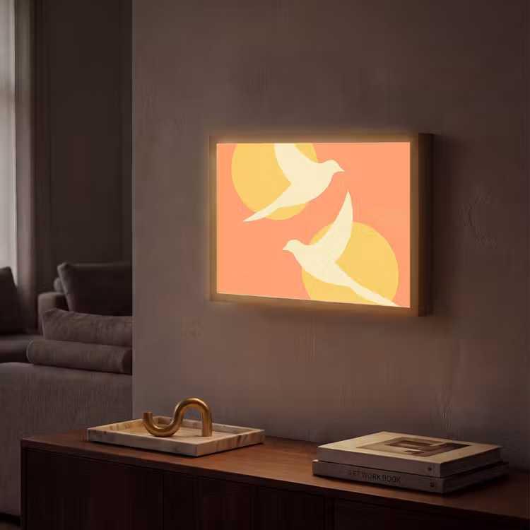 Lightbox - Wandlamp - Vogels - Cirkels - Geel — 2