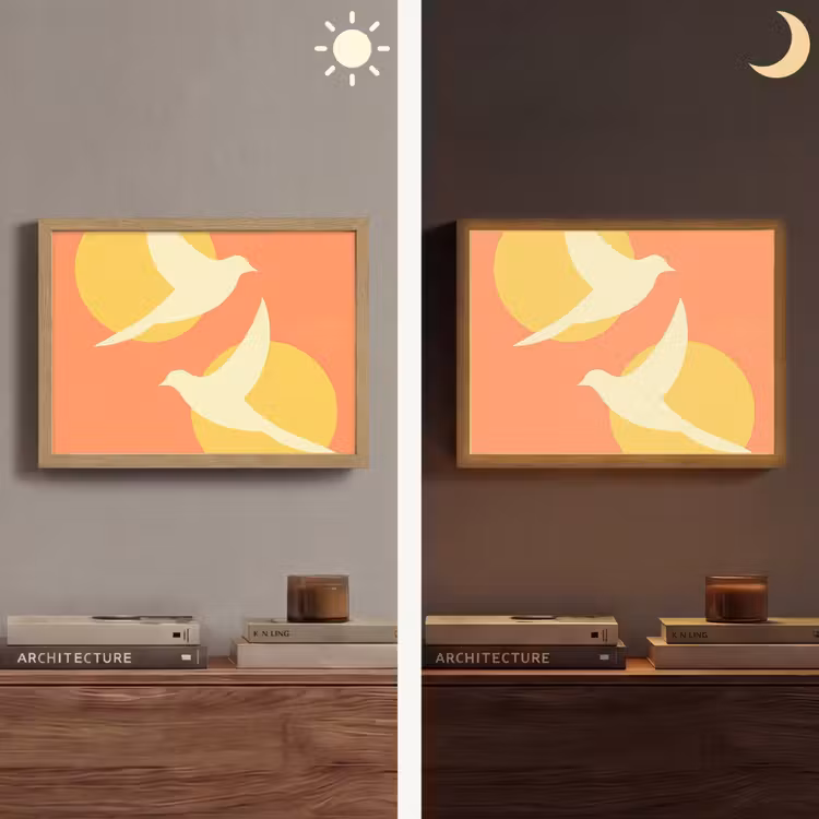 Lightbox - Wandlamp - Vogels - Cirkels - Geel — 6