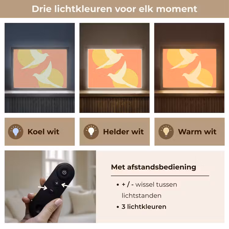 Lightbox - Wandlamp - Vogels - Cirkels - Geel — 8