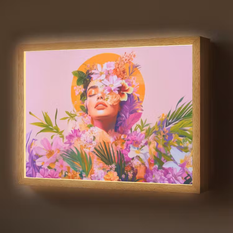 Lightbox - Wandlamp - Vrouw - Abstract - Cirkel - Bloemen — 1