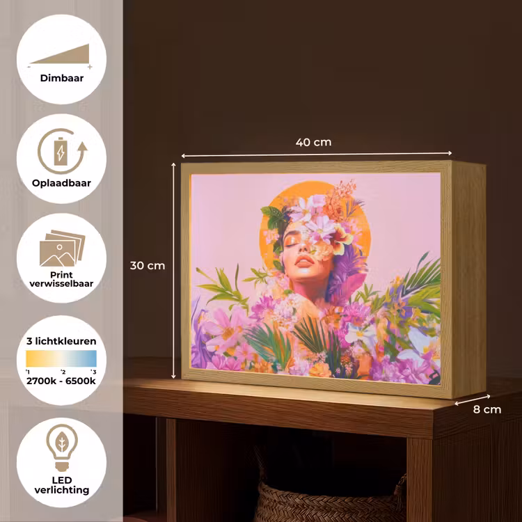 Lightbox - Wandlamp - Vrouw - Abstract - Cirkel - Bloemen — 10