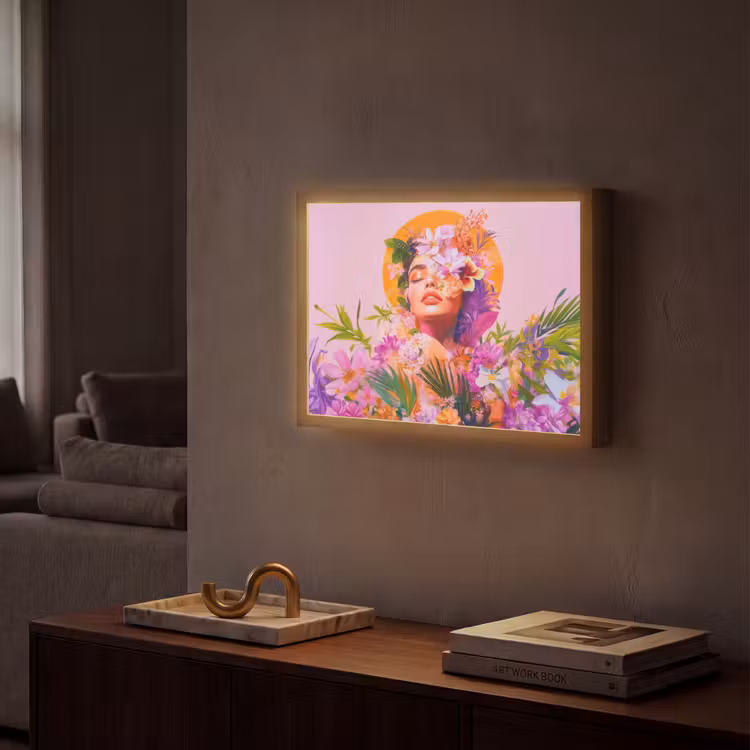 Lightbox - Wandlamp - Vrouw - Abstract - Cirkel - Bloemen — 2