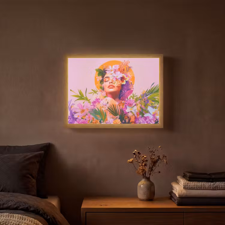 Lightbox - Wandlamp - Vrouw - Abstract - Cirkel - Bloemen — 3