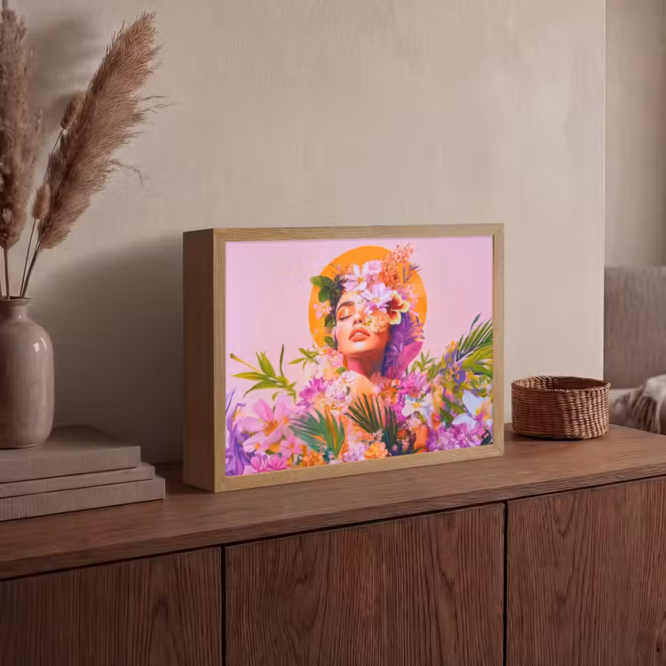 Lightbox - Wandlamp - Vrouw - Abstract - Cirkel - Bloemen — 4