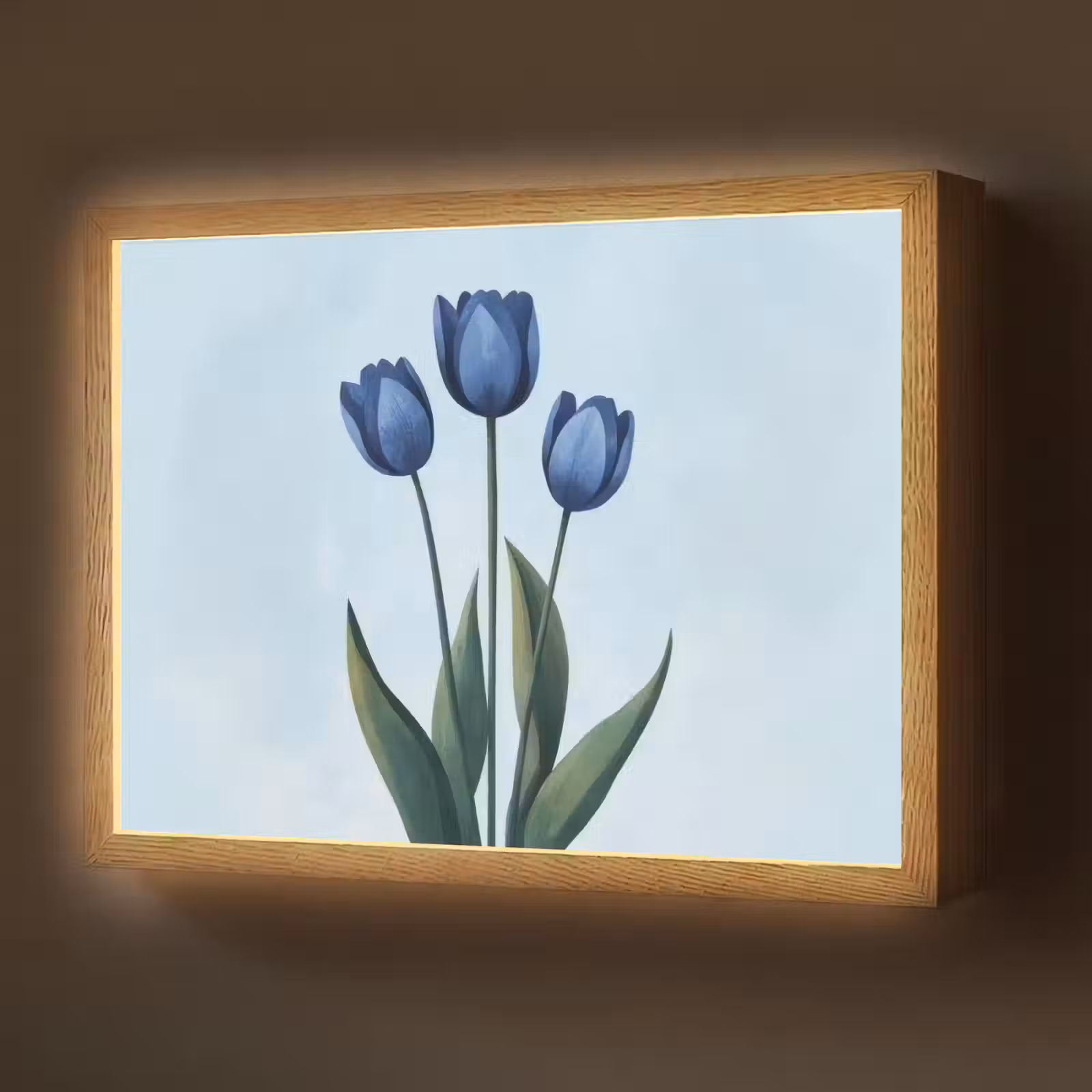 Lightbox - Wandlamp - Tulpen - Blauw - Bladeren — 1