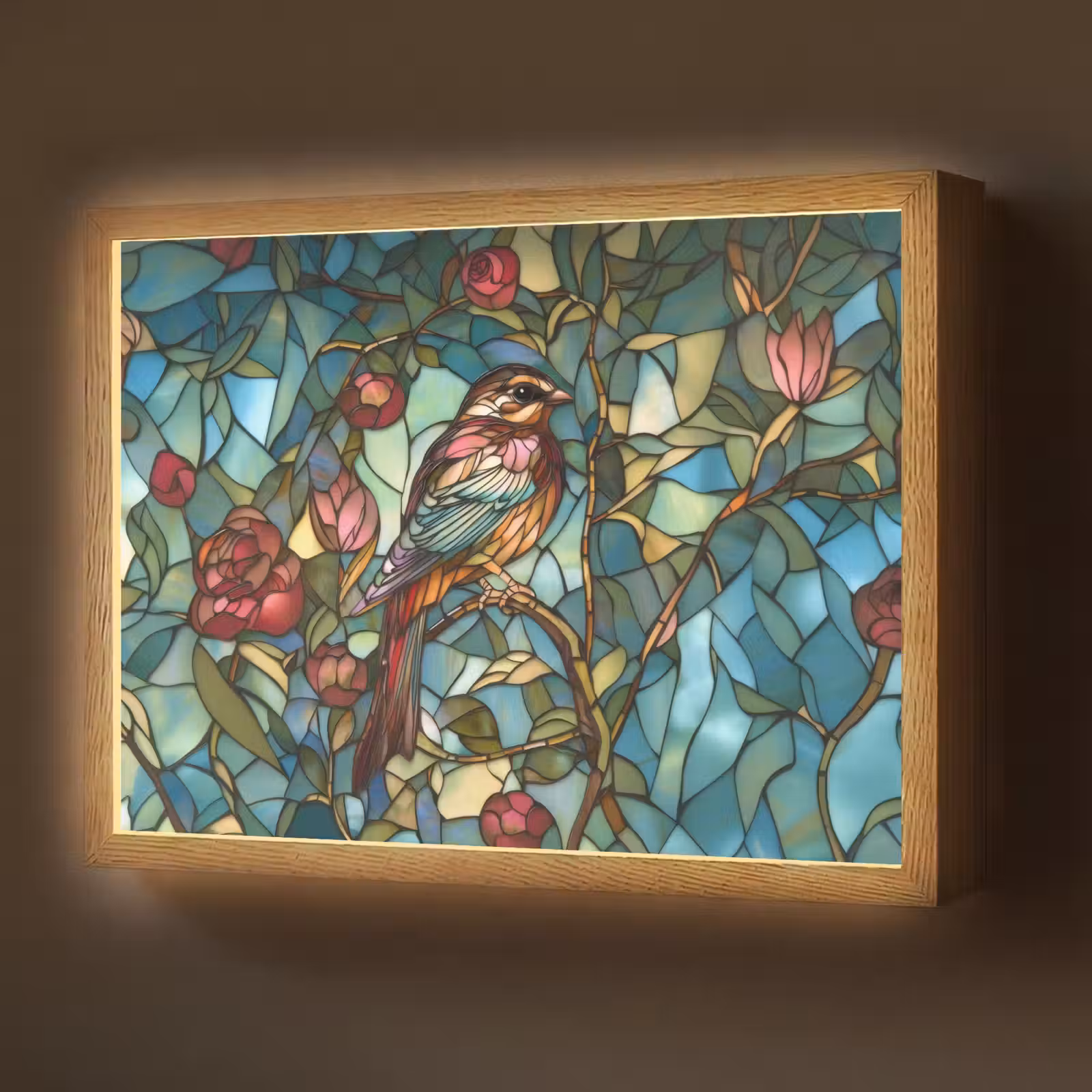 Lightbox - Wandlamp - Vogel - Tak - Rozen - Mozaïek — 1