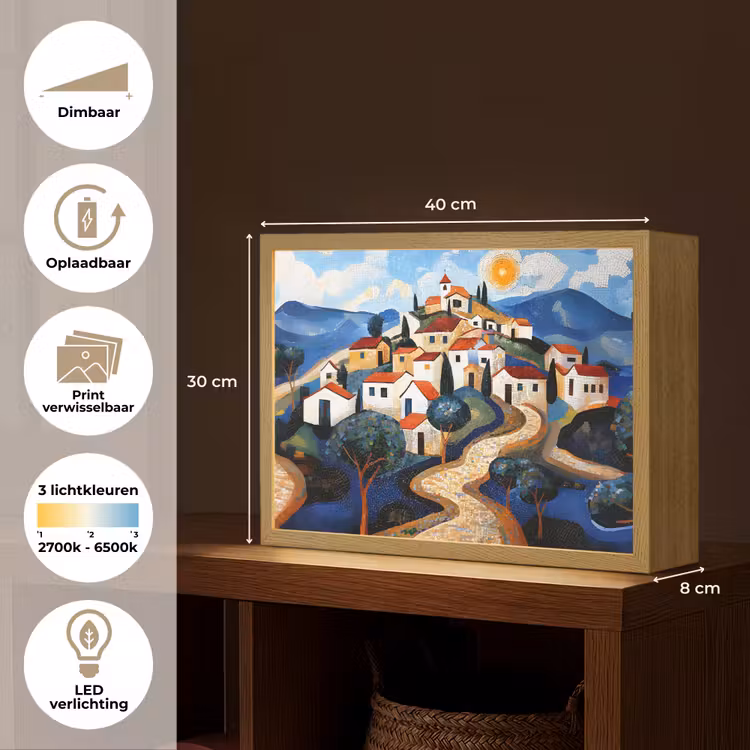 Lightbox - Wandlamp - Dorp - Heuvelachtig - Zon - Mozaïek — 10