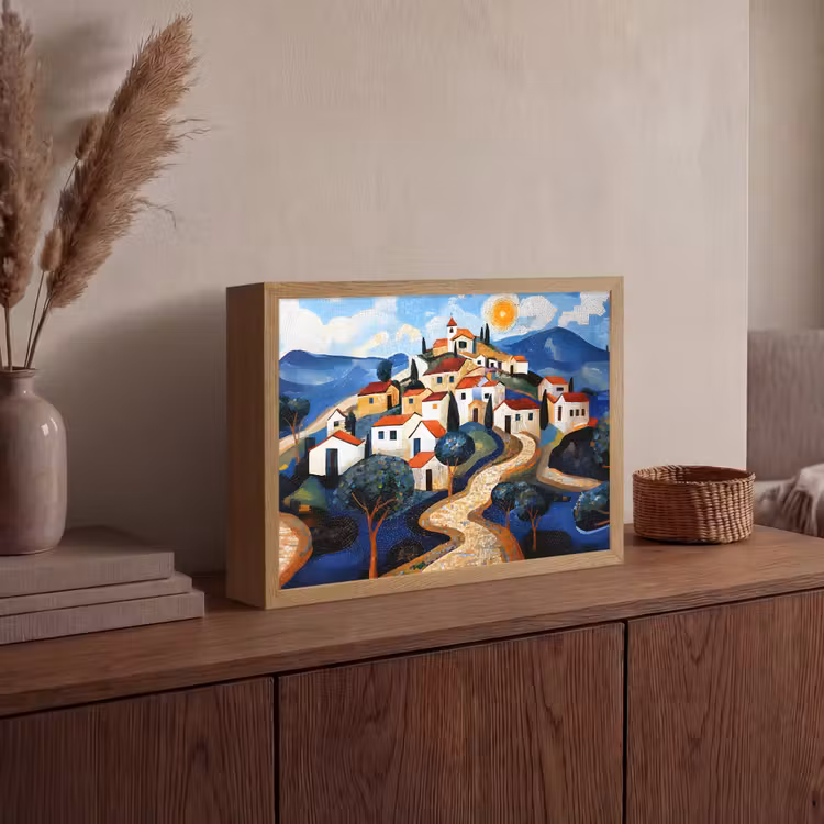 Lightbox - Wandlamp - Dorp - Heuvelachtig - Zon - Mozaïek — 4