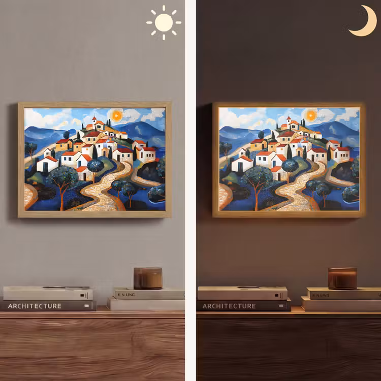Lightbox - Wandlamp - Dorp - Heuvelachtig - Zon - Mozaïek — 6