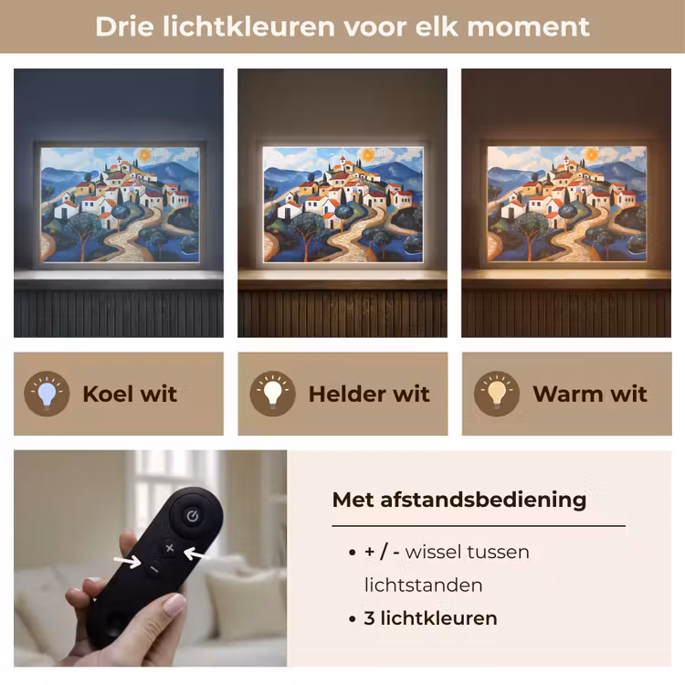 Lightbox - Wandlamp - Dorp - Heuvelachtig - Zon - Mozaïek — 8