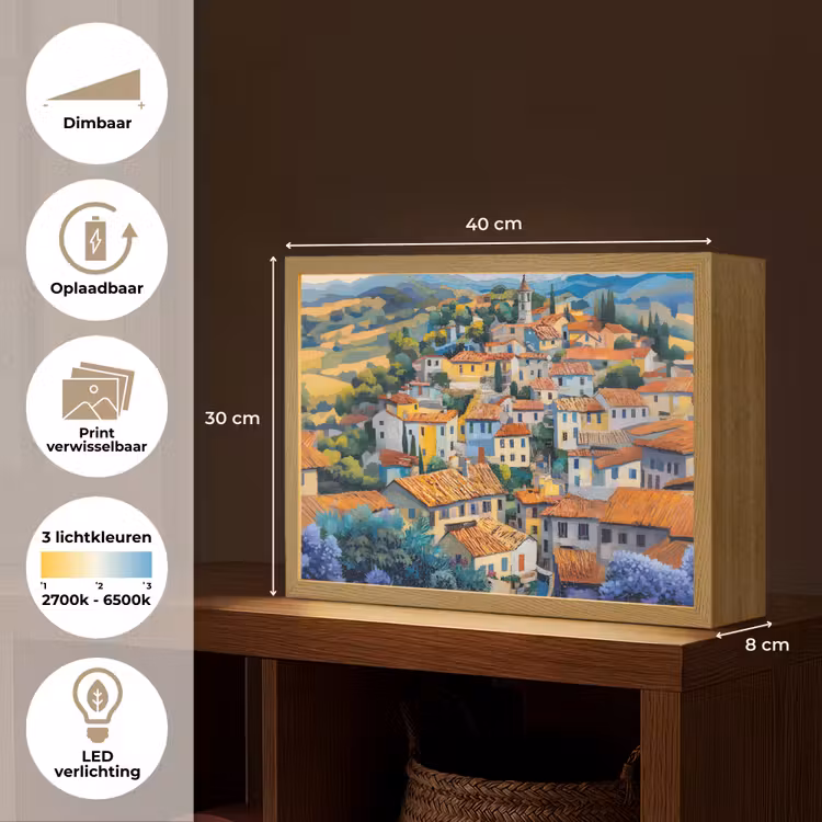 Lightbox - Wandlamp - Dorp - Heuvels - Landschap - Bomen — 10