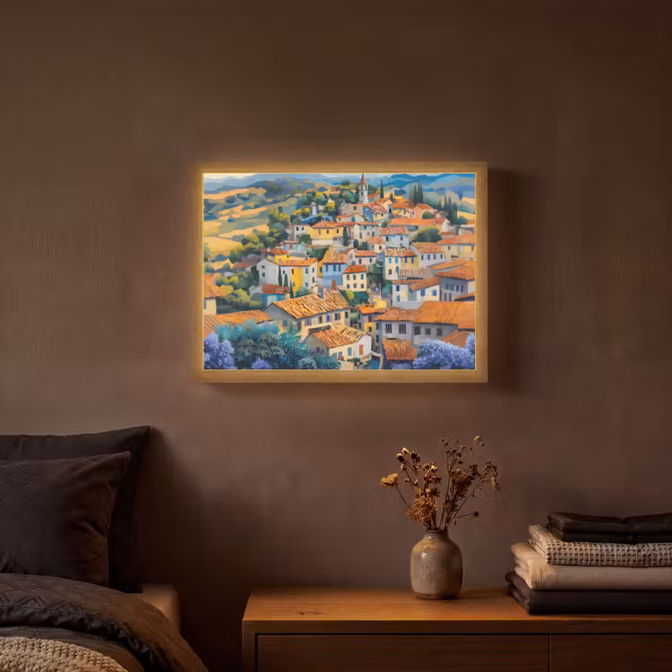 Lightbox - Wandlamp - Dorp - Heuvels - Landschap - Bomen — 3