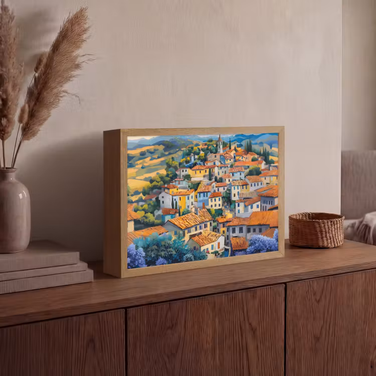 Lightbox - Wandlamp - Dorp - Heuvels - Landschap - Bomen — 4